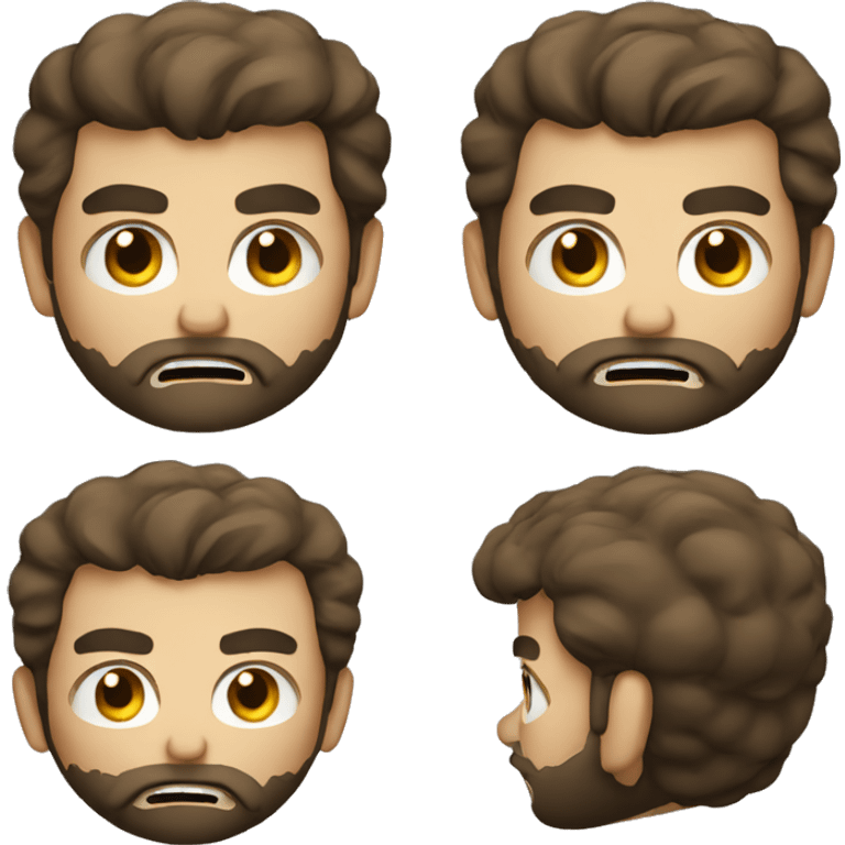 angry man head, short scruffy brown hair, beard emoji