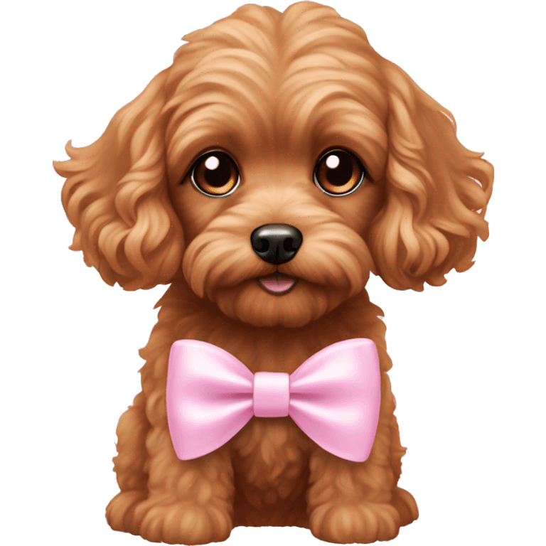 Cavapoo girl dog with baby pink bow emoji