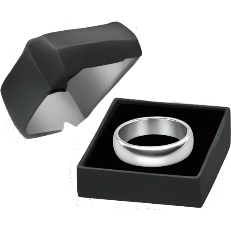 silver wedding band in a black ring box emoji