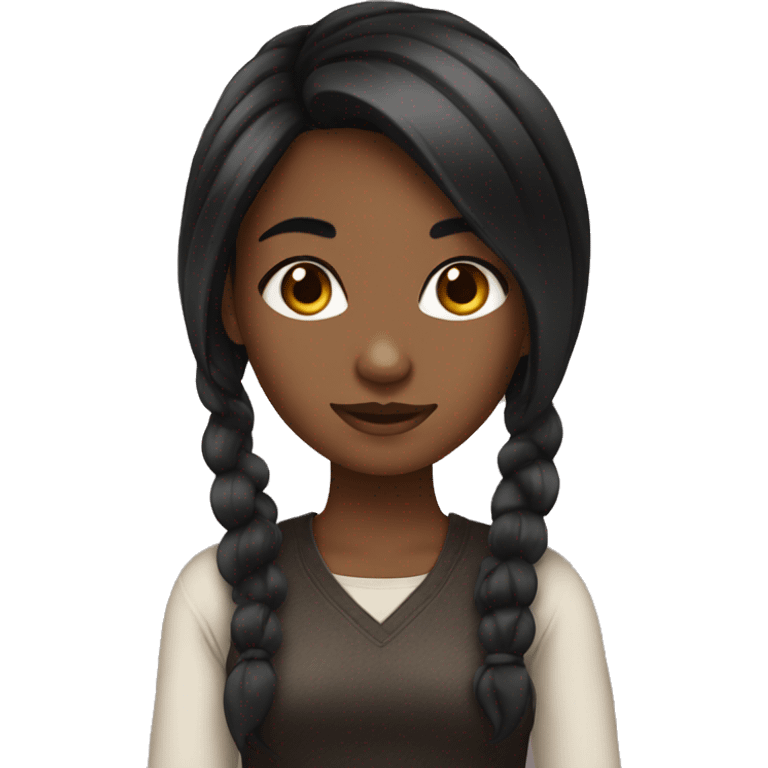 Girl with brown skin and black hair emoji