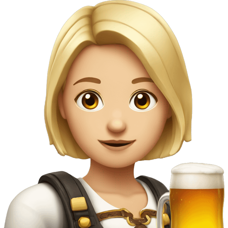 A girl that looks like a german girl and a bear drinking beer emoji