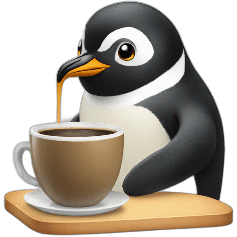 Penguin drinking coffee emoji