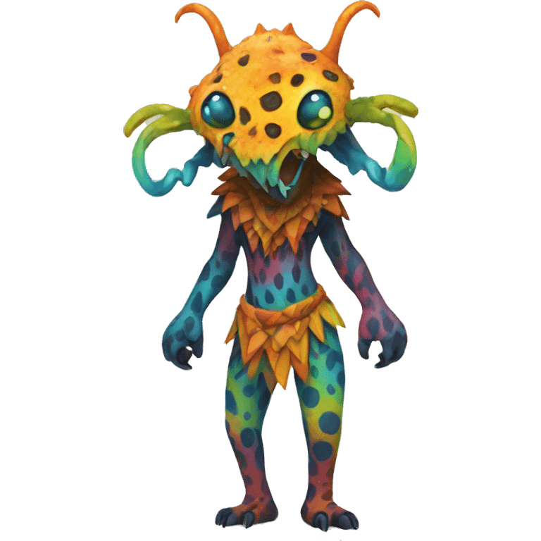 a colorful edgy vernid-fionbri-creature with splash patterns full body emoji