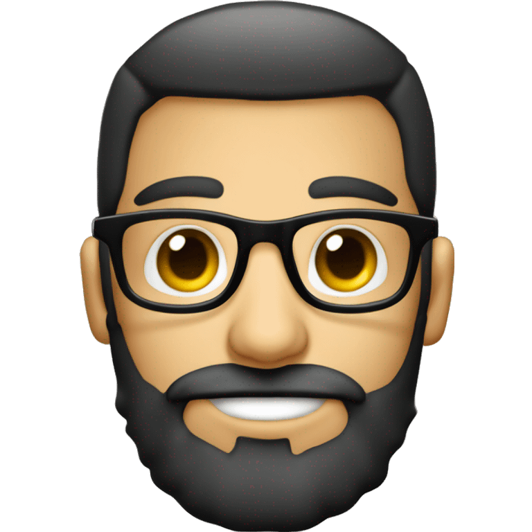 homem pardo jovem de oculos redondo olhos castanhos claros cabelo preto com uma barba bem baixa emoji