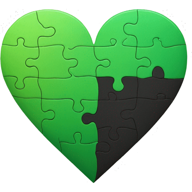 Half black and half Green puzzle heart emoji