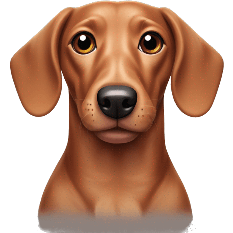 mixed breed dachshund labrador retriever dog with floppy ears, red and black hair, and a long tongue emoji