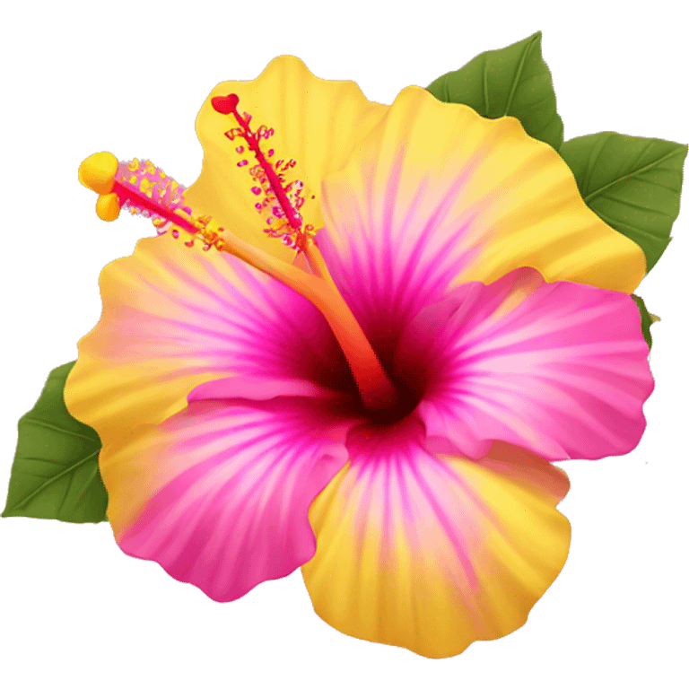 yellow and pink hibiscus flower emoji