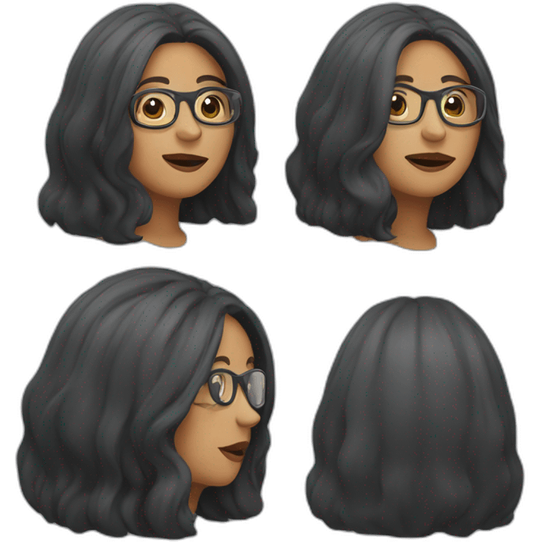 50 year old women with black midle long hair rond glasses emoji