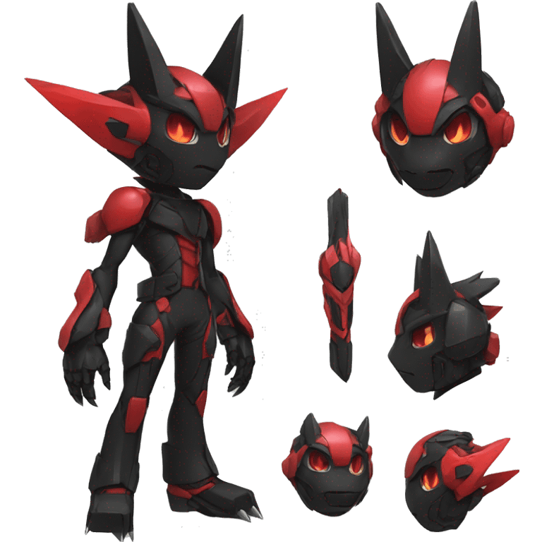  Cool Edgy Black Red Digimon-Fakemon full body emoji