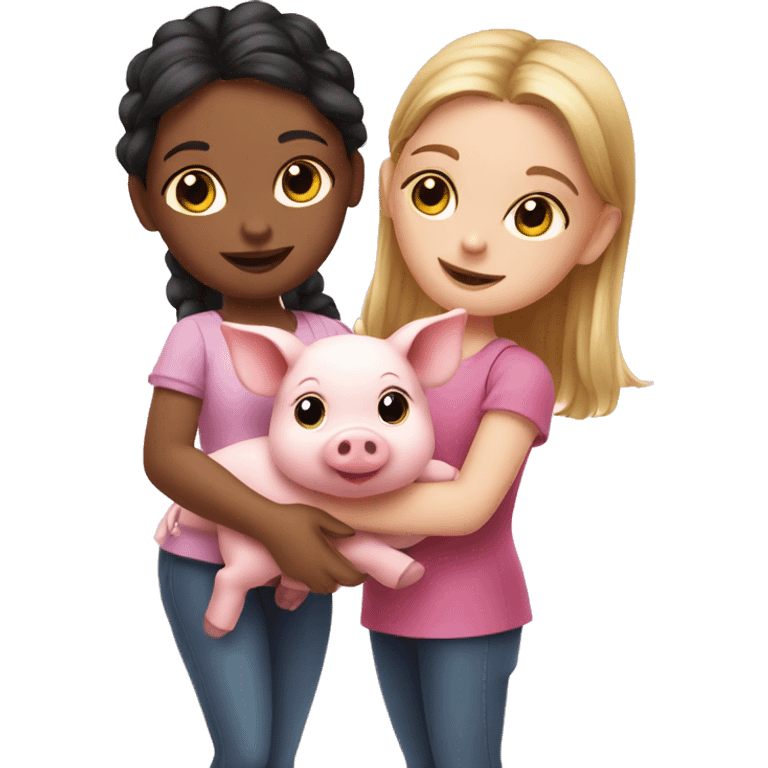 2 Girls with cute Piglet emoji