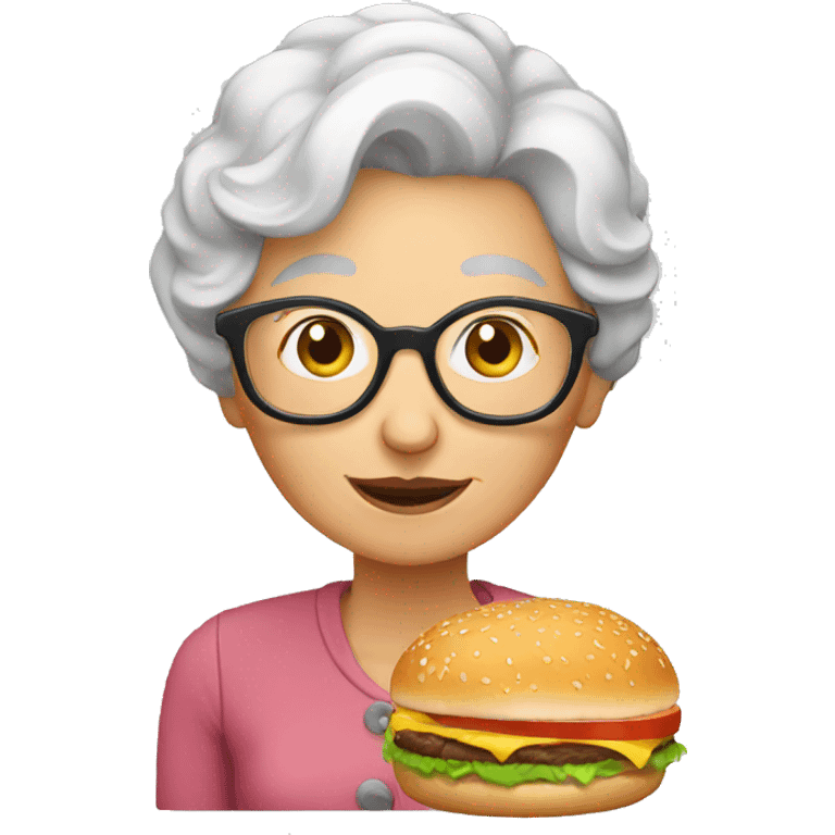 Granny with burger emoji