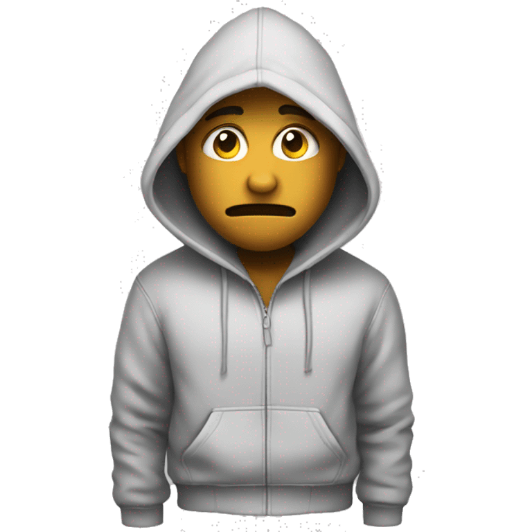 embarrassed face with hoodie emoji