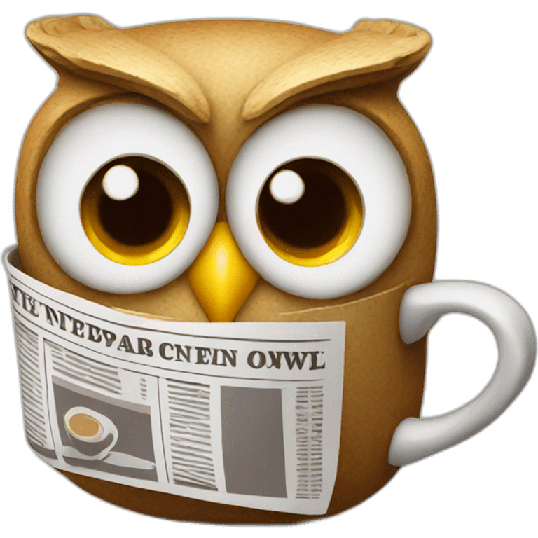 newspaper coffee owl emoji