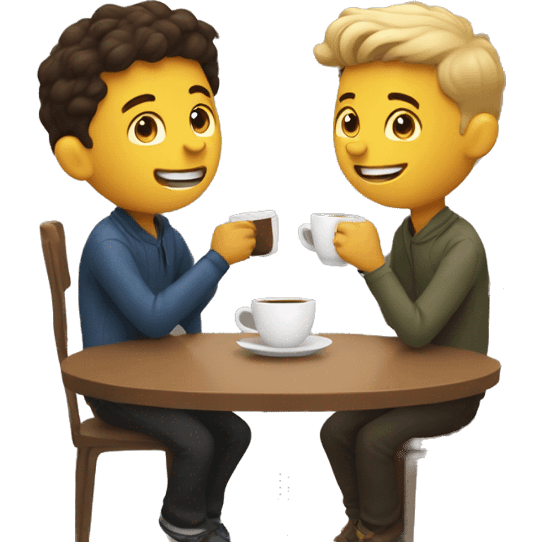 boys enjoying coffee together emoji