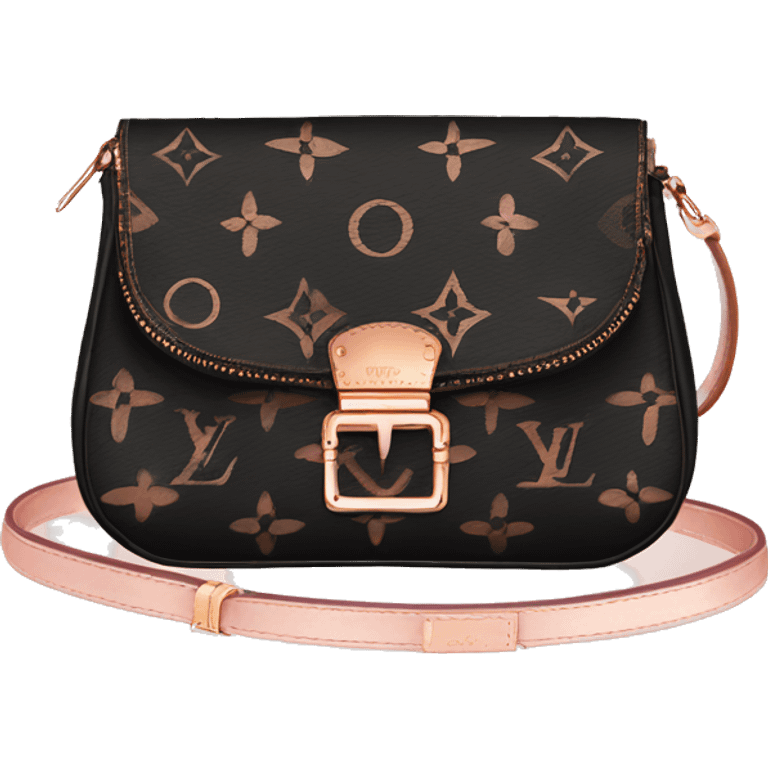 Black Designer Louis Vuitton bag with rose gold monogram and rose gold trim emoji