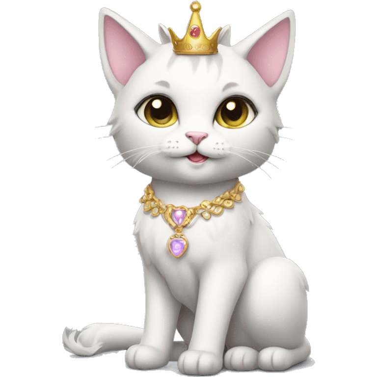 princess-cat with unicorn horn and necklace full body emoji