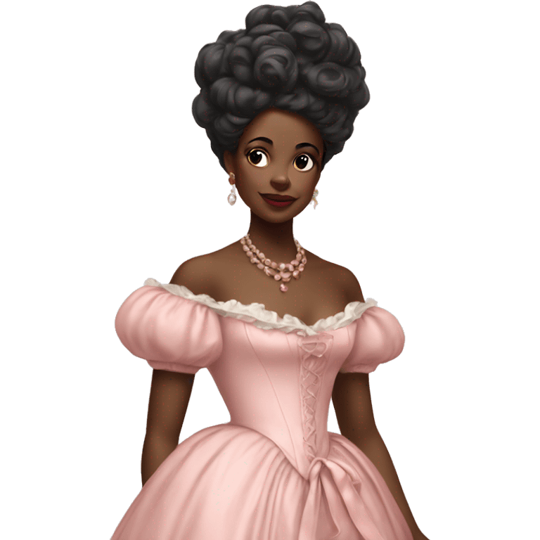 vintage rococo black woman in a light pink gown  emoji