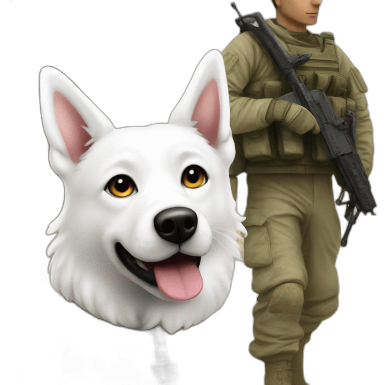  White Akbash dog and  Israel idf soldier  emoji