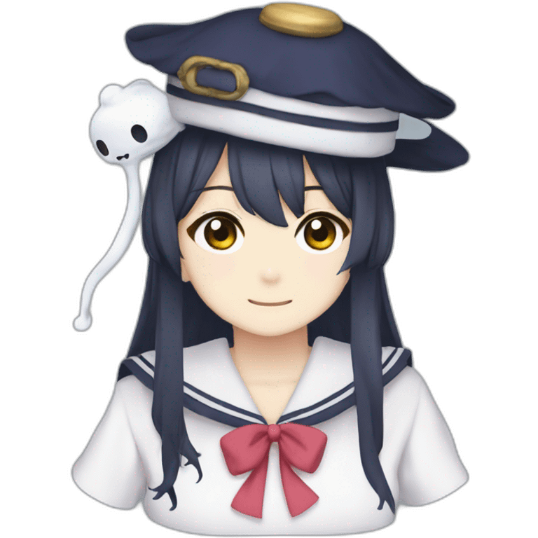 hanako toilet bound yokai hat sailor hat anime ghost emoji