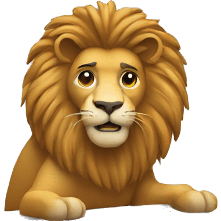 lion animoji working on a laptop emoji