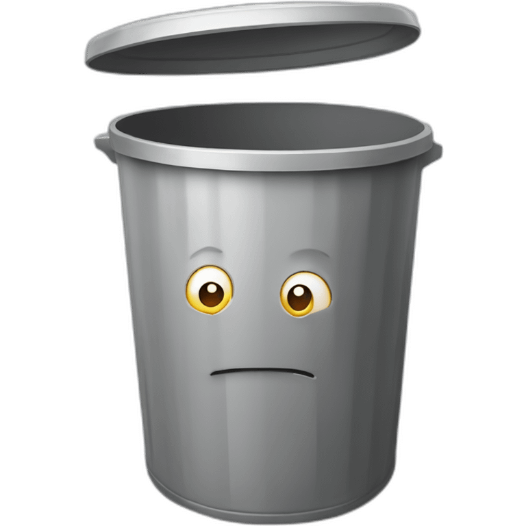 trash can with big brain instead of the lid, happy face on the trash can emoji