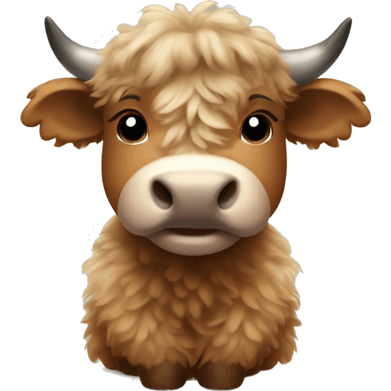 brown fluffy baby scottish cow with a small bow on head emoji