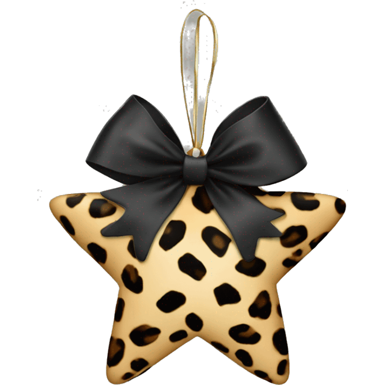 christmas decoration star leopard print with black bow emoji