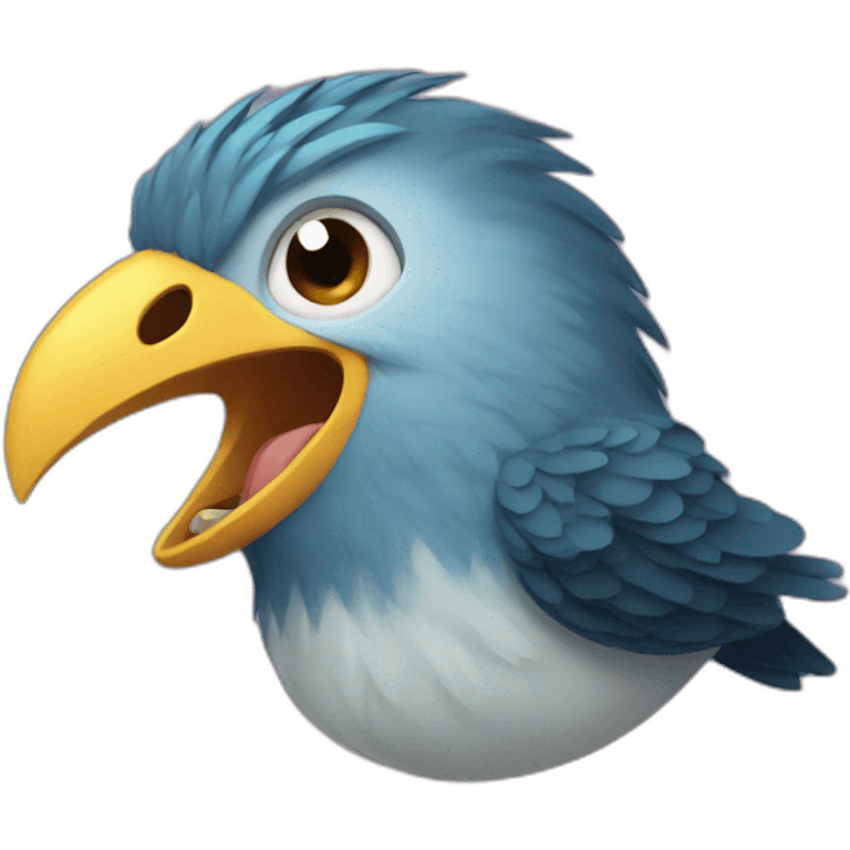 Bird with human teeth emoji