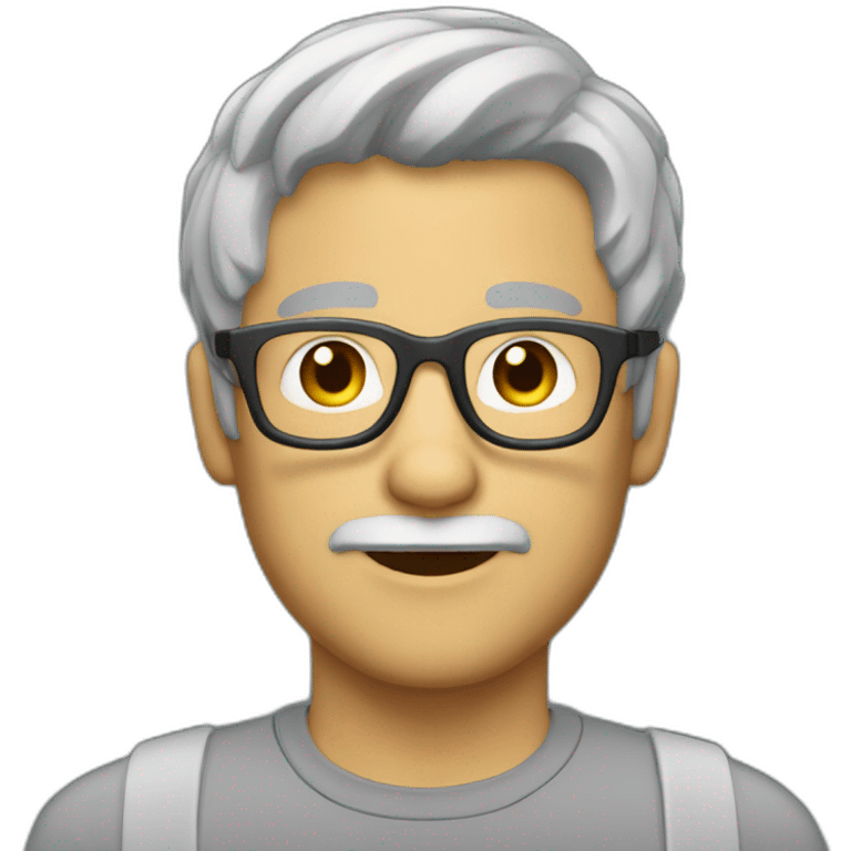 unshaved man short grey hair small glasses and headset emoji