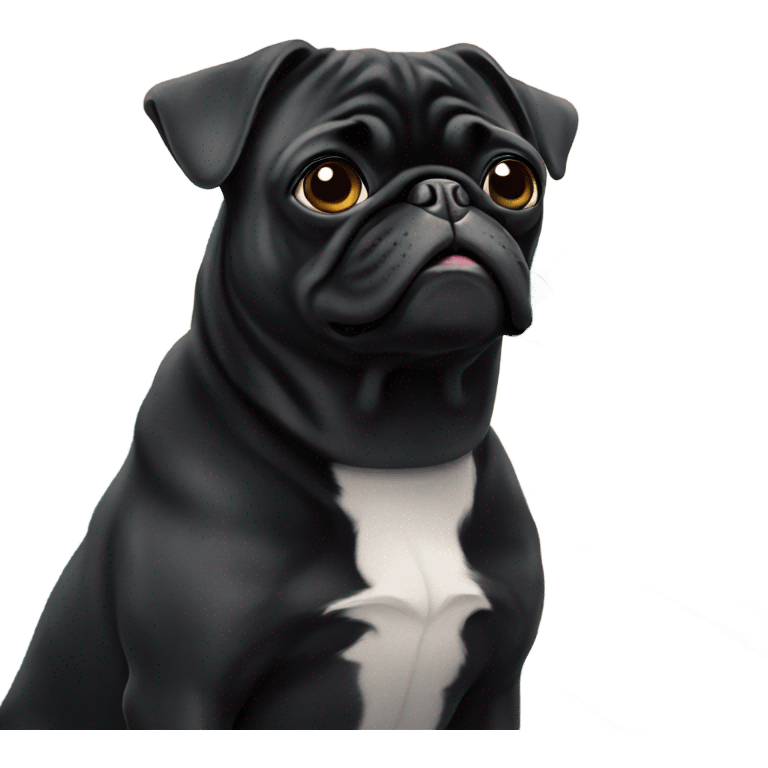 Black pug on ferry emoji