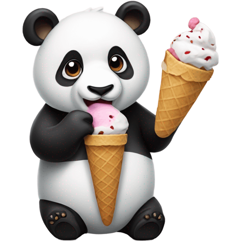 Panda eating ice cream emoji