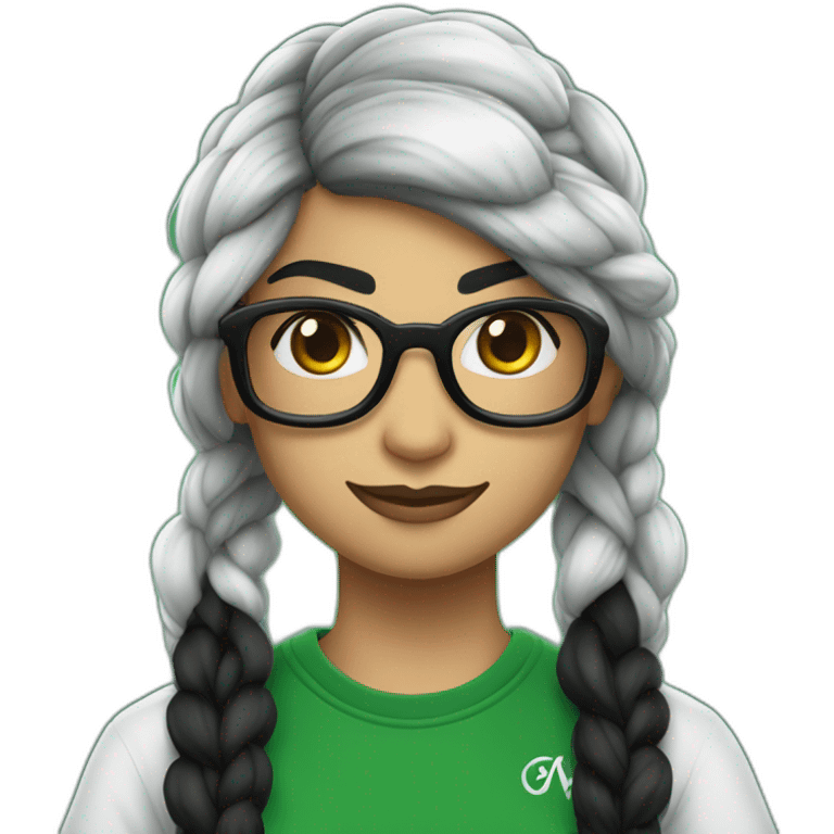 Mia Khalifa black braid white tshirt green sleeves slytherin logo emoji