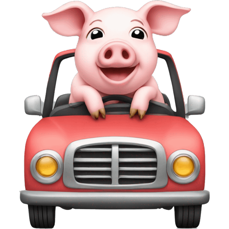 Pig driving car emoji