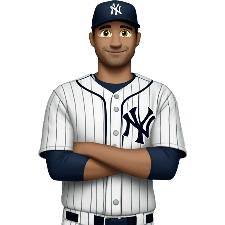 Hispanic white man with jersey of the New York Yankees emoji