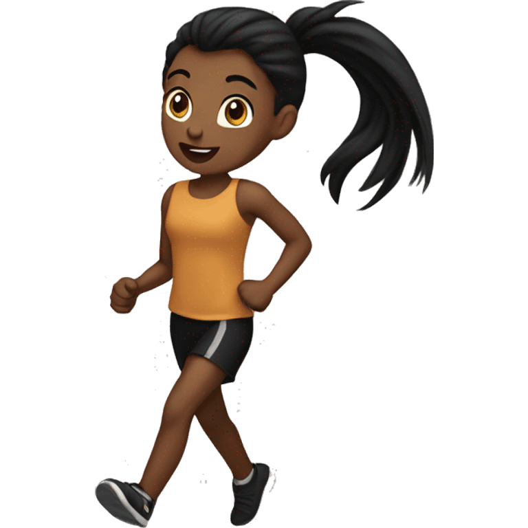 brown skin black pony tail running emoji