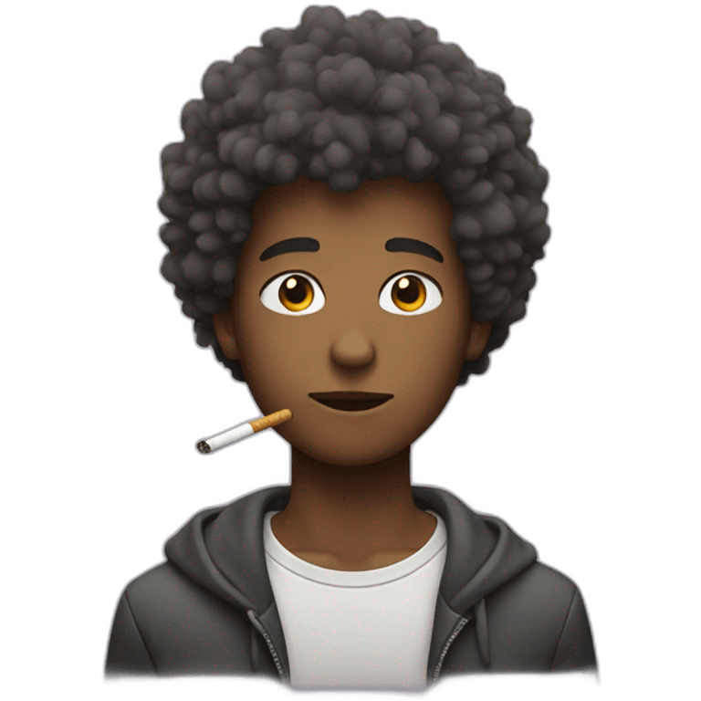 Boy has a fluffy hair smoking emoji