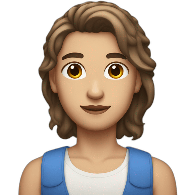 nonbinary person with half up brown hair, blue eyes, stubble, light skin emoji