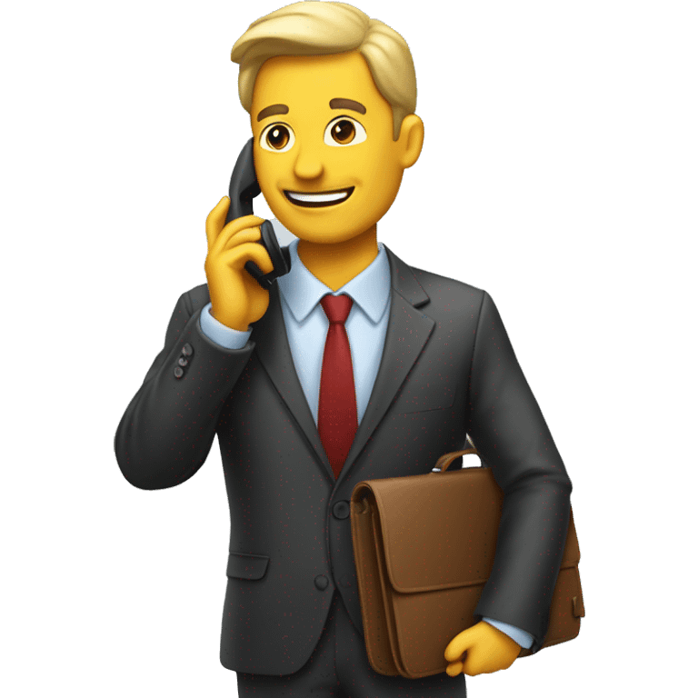 man in a suit talking on cell phone with briefcase entrepeneur emoji