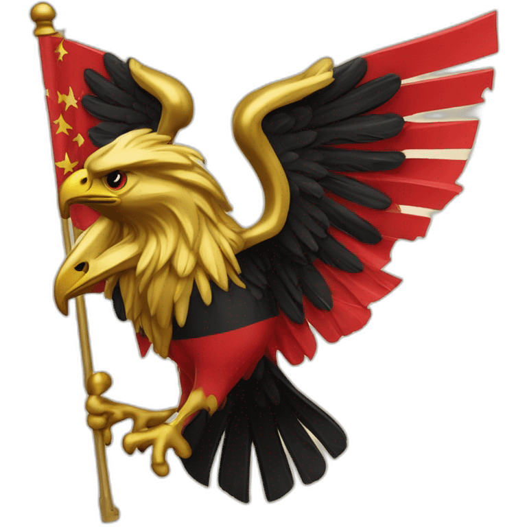 Albanische Flagge mit einen goldenen adler emoji