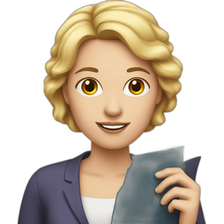 White woman with document on hand emoji