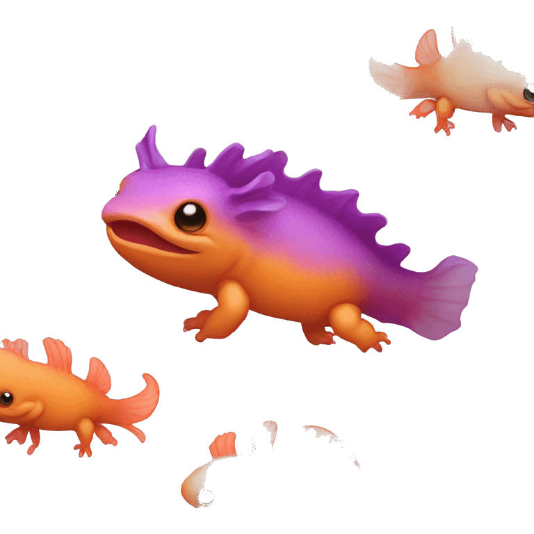 Orange and purple axolotl emoji