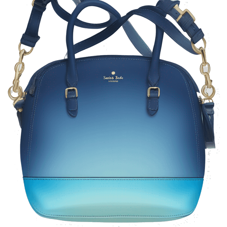 Realistic dark blue to light blue ombre kate spade satchel purse.  emoji