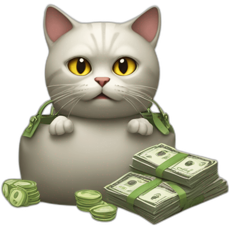 Evil cat with a bag of money emoji