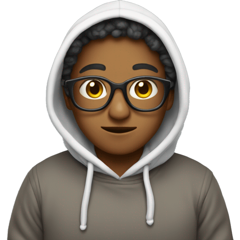 Una oveja usando una sudadera emoji