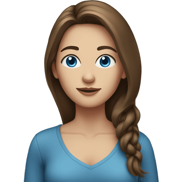 Woman Long  brown hair , blue eyes standing emoji