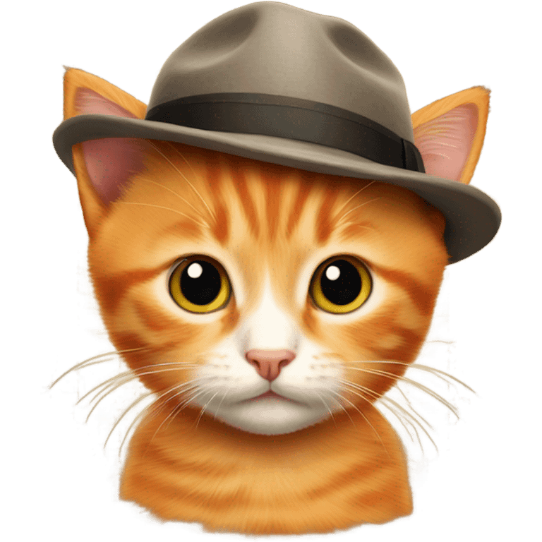 Orange kitten with a hat emoji