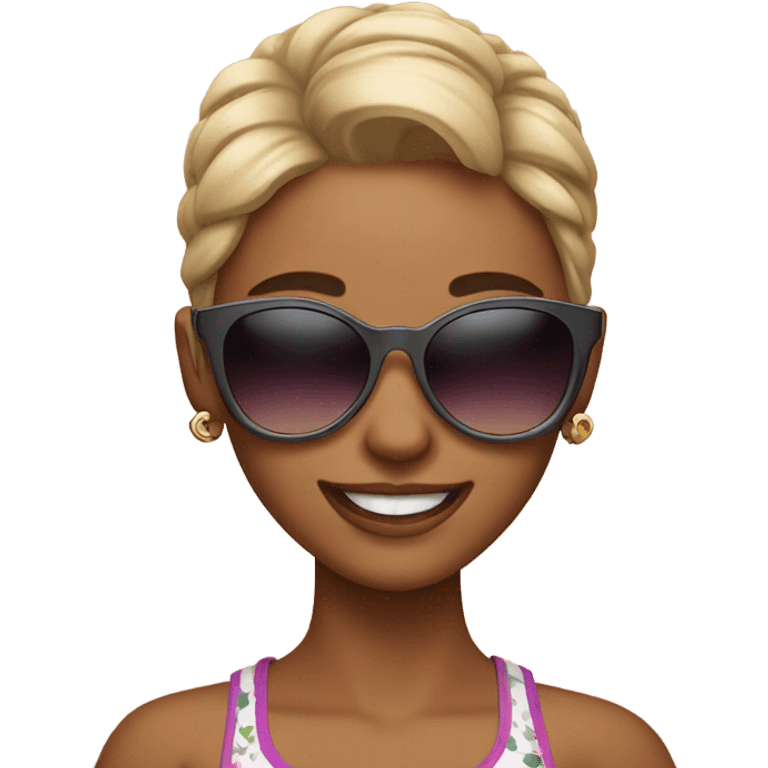 happy girl in crop top and shades emoji