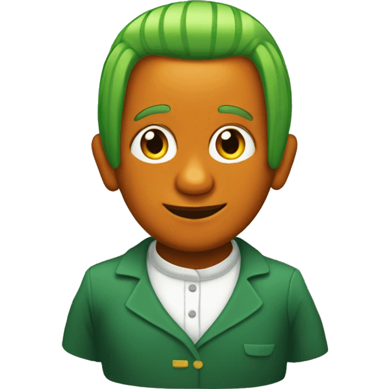 Oompa loompa with orange skin and green hair emoji