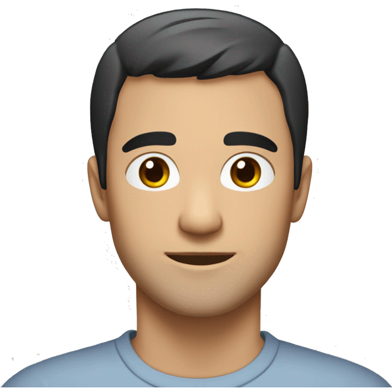 A 30 year old, caucasian man, with short black hair,   wearing a tshirt. emoji