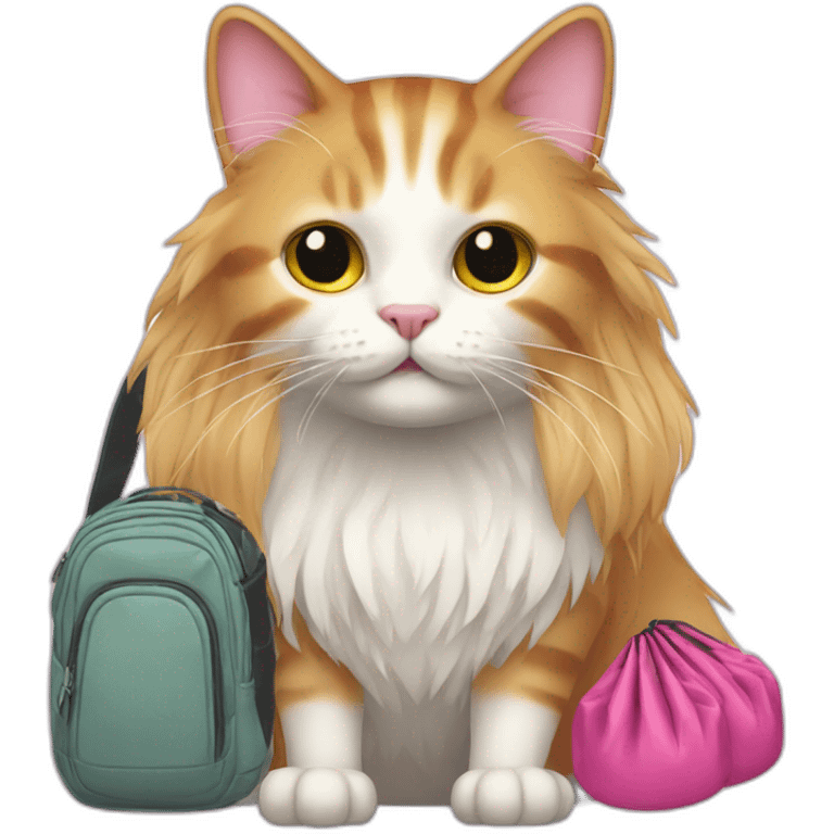 cat-with-pink-long-hair-and-a-badminton-bag emoji